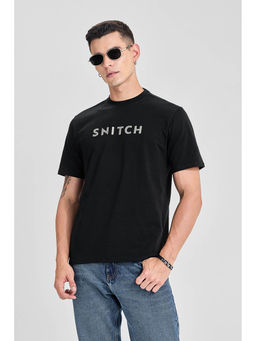 Snitch - Black Half Sleeves Regular Casual T-Shirt for Men