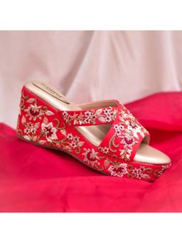 Around Always - Naina Red Wedges