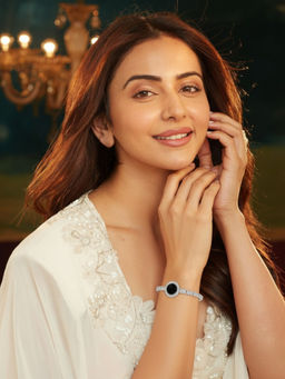 Accessher - Silver Black Round Crystal Adjustable Bracelet