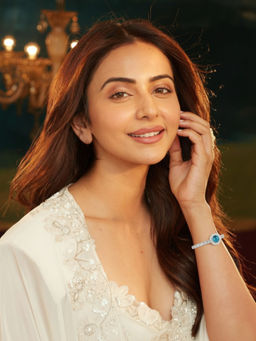 Accessher - Silver Sky-Blue Round Crystal Adjustable Bracelet