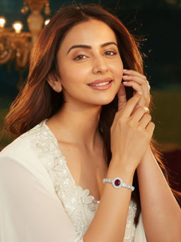 Accessher - Red Silver Ruby Round Crystal Adjustable Bracelet