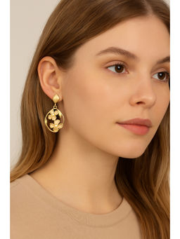 VIEN - Gold Enamel Floral Drop Earrings