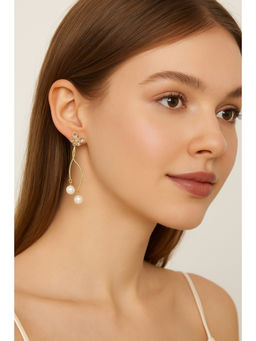 VIEN - White Elegant Gold Plated Pearl Drop Earrings