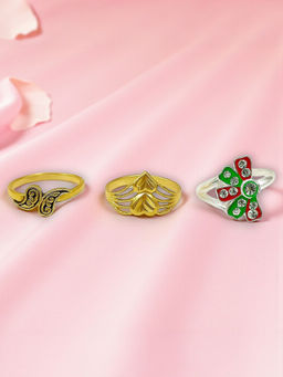 Accessher - Multi-Color Gold & Silver Stackable Rings (Pack of 3)