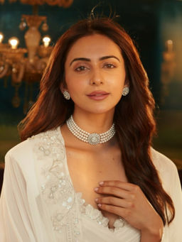 Accessher - White Crystal Pearl Multistrand Necklace with Earrings