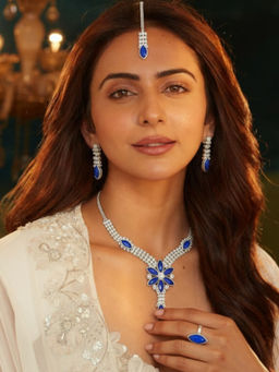 Accessher - Silver Blue Jewellery Set