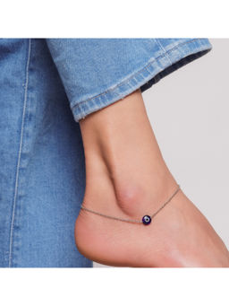 STERLYN - Blue Evil Eye Motif Minimal Anklet