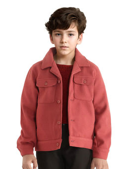 RARE ONES - Bochin Red Button Closure Collar Neck Full Sleeve Jacket - Rare Ones By Rare Rabbit