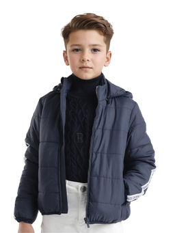 RARE ONES - Bolin Navy Polyester Full Sleeve Hooded Solid Jacket - Rare Ones By Rare Rabbit