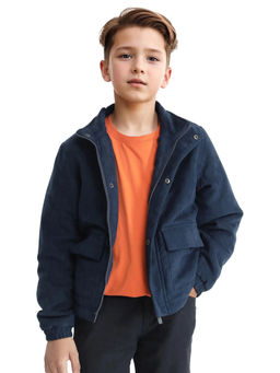 RARE ONES - Katpil Navy Blue Polyester Full Sleeve Solid Jacket - Rare Ones By Rare Rabbit