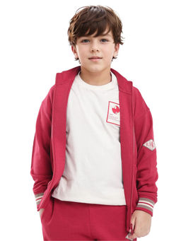 RARE ONES - Manttn Red Cotton Poly Full Sleeve Applique Jacket - Rare Ones By Rare Rabbit