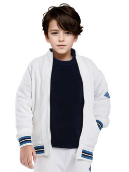 RARE ONES - Manttn White Cotton Poly Full Sleeve Applique Jacket - Rare Ones By Rare Rabbit