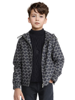 RARE ONES - Stappon Navy Blue Zipper Full Sleeve Hooded Jacket - Rare Ones By Rare Rabbit