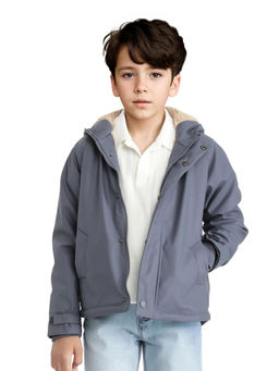 RARE ONES - Wrick Navy Polyester Full Sleeve Solid Jacket - Rare Ones By Rare Rabbit