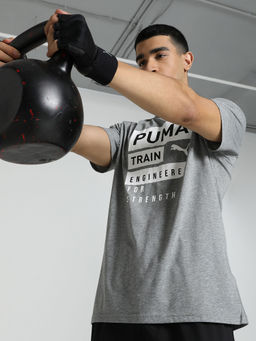 Puma - Mens Graphic Engineered Mens Grey T-Shirt