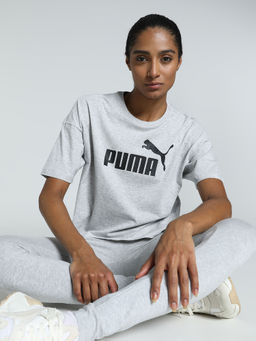 Puma - Essentials Cropped Logo Womens Grey T-Shirt