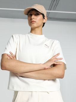 Puma - Classics Mock Neck Womens White T-Shirt