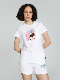 Puma - Printed Positive Vibe Womens White T-Shirt