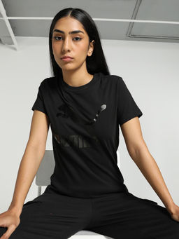 Puma - Classics Shiny Logo Womens Black T-Shirt