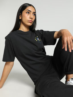 Puma - Downtown Relaxed Solid Womens Black T-Shirt