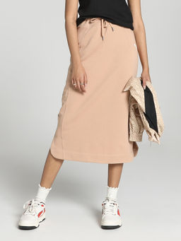 Puma - Her High-Waist Womens Beige Midi Skirts