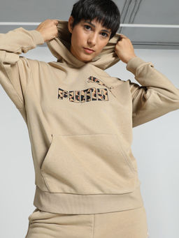 Puma - Essentials Animal Tr Womens Beige Hoodie