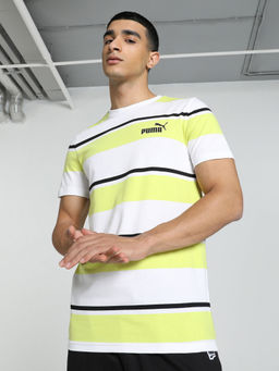 Puma - Essentials Striper Mens Green T-Shirt