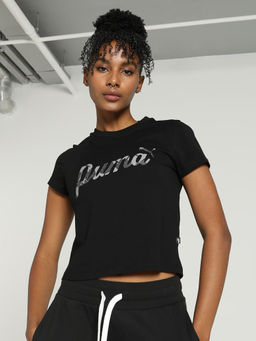 Puma - Essentials Blosso Graphic Womens Black T-Shirt