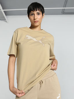 Puma - Her Solid Womens Beige T-Shirt