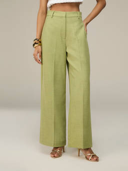 RSVP by Nykaa Fashion - Green High Waisted Full Length Straight Fit Pant