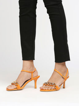 Twenty Dresses by Nykaa Fashion - Orange Round Toe Chain Detail Stiletto Heels