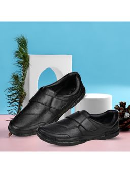 EZOK - Black Leather Black Loafers for Men