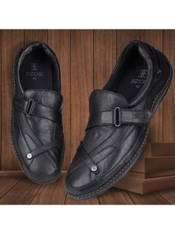 EZOK - Black Flexi Velcro Loafers for Men