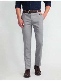 Arrow - Grey Mid Rise Tapered Fit Trousers