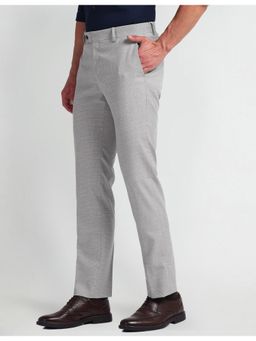 Arrow - Grey Mid Rise Tapered Fit Trousers
