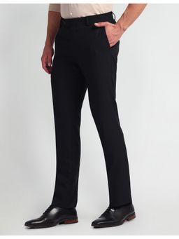 Arrow - Black Mid Rise Tapered Fit Trousers