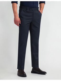 Arrow - Blue Mid Rise Tapered Fit Trousers
