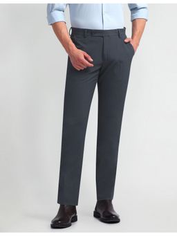 Arrow - Grey Mid Rise Tapered Fit Trousers