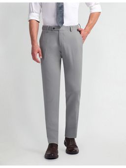 Arrow - Grey Mid Rise Tapered Fit Trousers