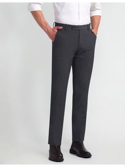 Arrow - Grey Mid Rise Tapered Fit Trousers