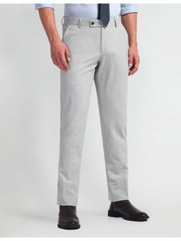 Arrow - Grey Mid Rise Tapered Fit Trousers