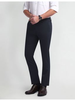 Arrow - Blue Geometric Pattern Tapered Fit Trousers