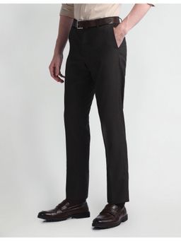 Arrow - Brown Geometric Patterned Tapered Fit Trousers