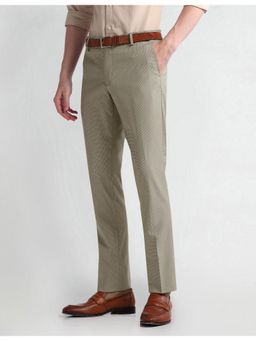 Arrow - Beige Tapered Fit Dobby Trousers
