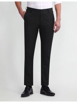 Arrow - Black Solid Tapered Fit Trousers