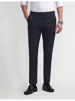 Arrow - Blue Solid Tapered Fit Trousers