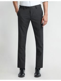 Arrow - Black Mid Rise Tapered Fit Trousers