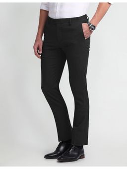 Arrow - Black Heathered Tapered Fit Trousers