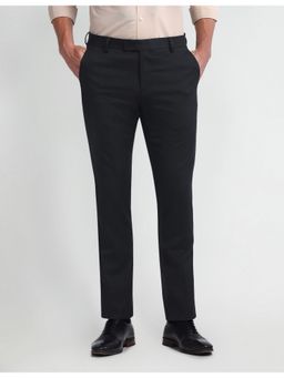Arrow - Black Mid Rise Tapered Fit Trousers
