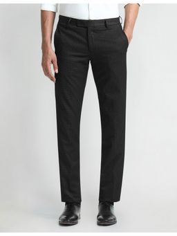 Arrow - Black Mid Rise Tapered Fit Trousers